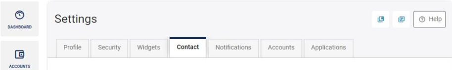 Screen capture showing the contact tab