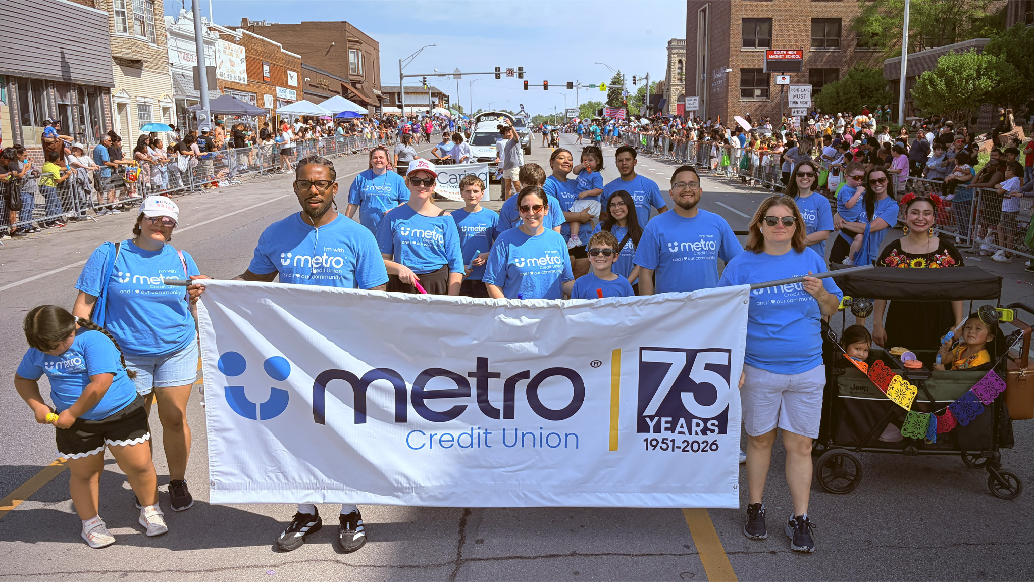 Metro Credit Union group walking the 2026 Cinco de Mayo parade in South Omaha