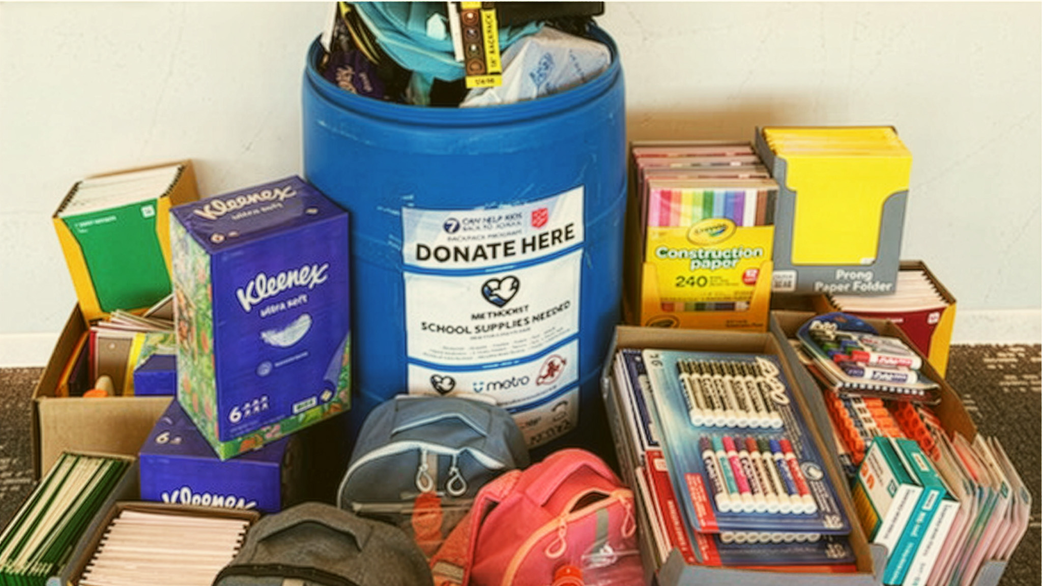 Backpack drive donations